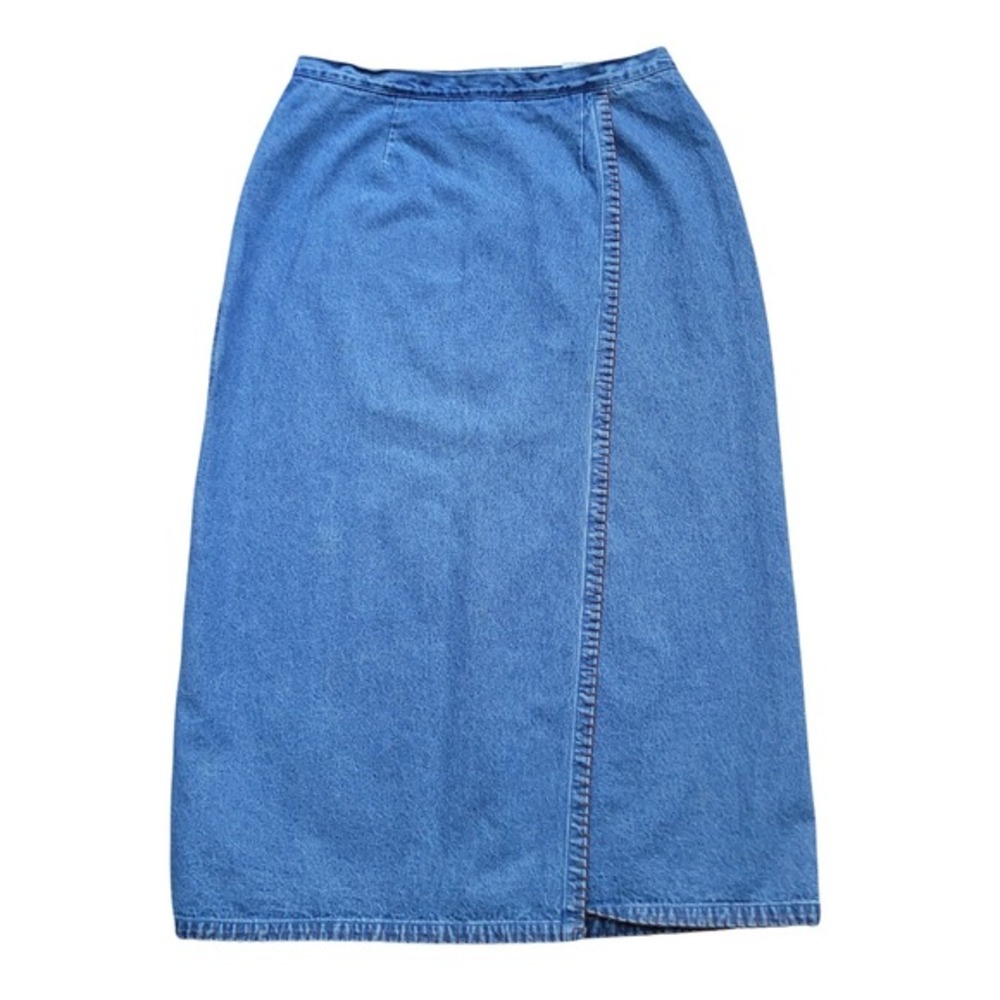 Christopher & Banks Jean Skirt 16 Blue Hand‎ Embroidered Modest